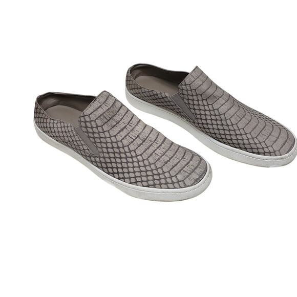 VINCE Blair Snakeskin Embossed Leather Skate Sneakers Women 7.5 M Gray Slip on - Picture 2 of 11